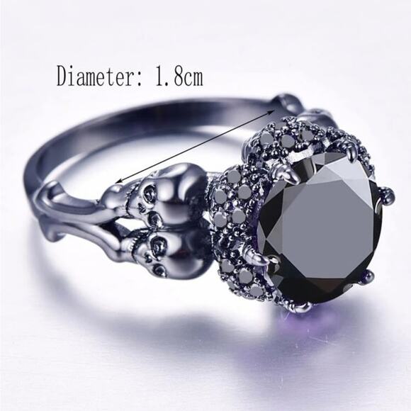 Black Gunmetal Purple Skulls Goth Gothic Ring Halloween Whimsygoth Mystical 9 - Picture 2 of 3